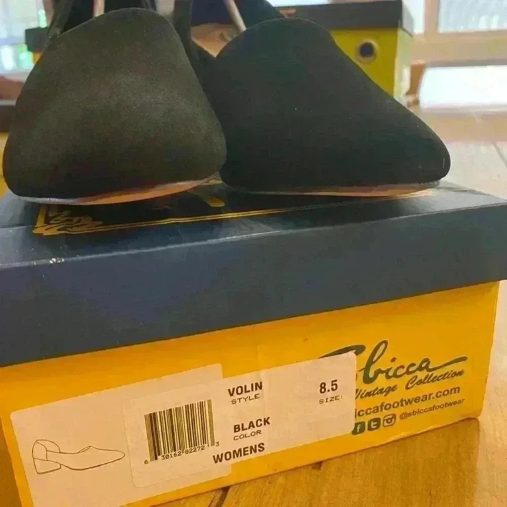 Women's Black Suede Block Heel‎ Shoes Sbicca Volin 8.5M NEW in box